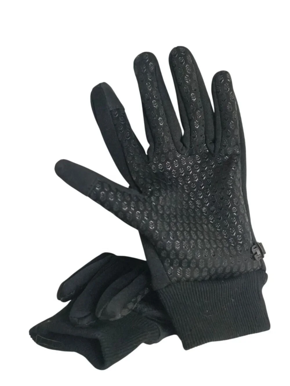 Womens Winter Gloves Black Touchscreen Fingers Thermal Grip Gloves Ribbed Cuffs